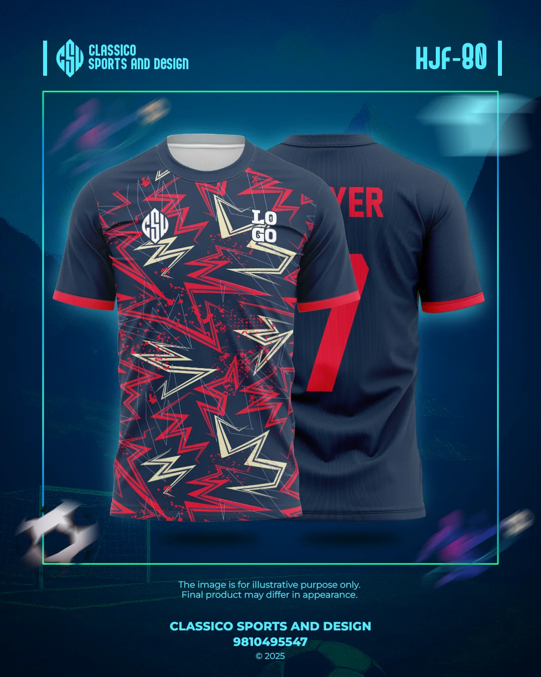 HJF 80 Custom Football Jersey Striking Lightning Design | Classico Sportswear Nepal