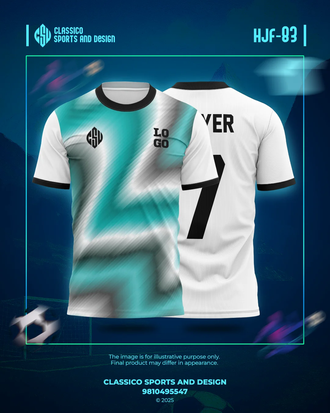 HJF 83 Custom Football Jersey Cool Gradient Style | Classico Sportswear Nepal