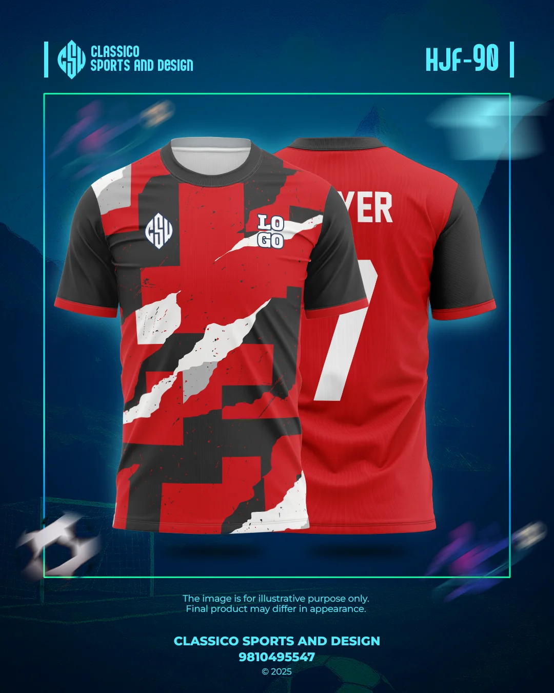 HJF 90 Custom Football Jersey  Red Chaos Edition | Classico Sportswear Nepal