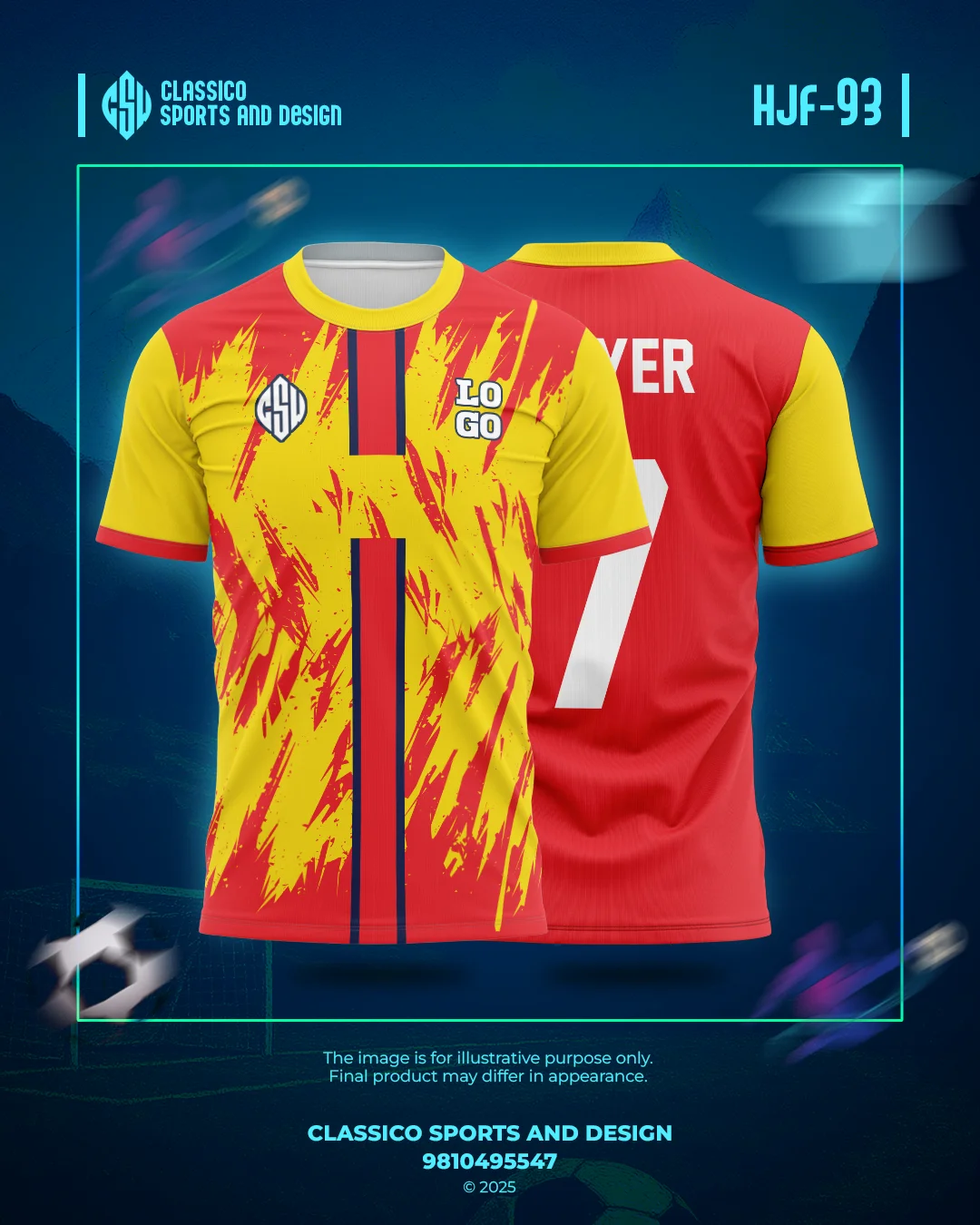 HJF 93 Custom Football Jersey  Flame Streak Edition | Classico Sportswear Nepal