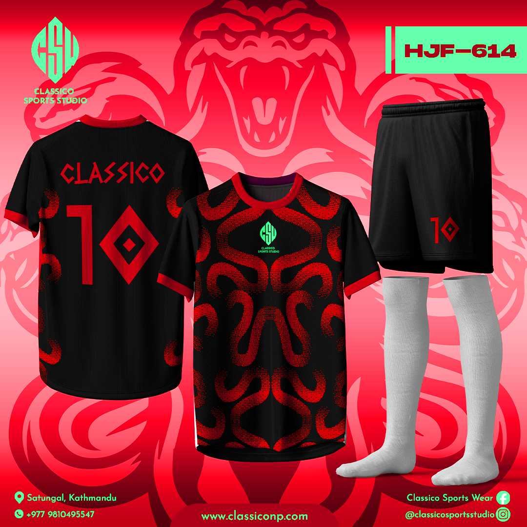 HJF-614 Custom Cobra Football Kit  Available in Pink, Red & Purple | Custom Jersey in Nepal by Classico