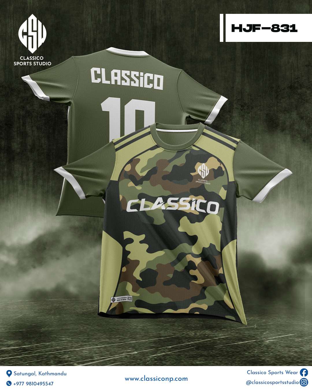 HJF-831 Custom Camouflage Jersey  Military Green Edition | Custom Jersey in Nepal by Classico